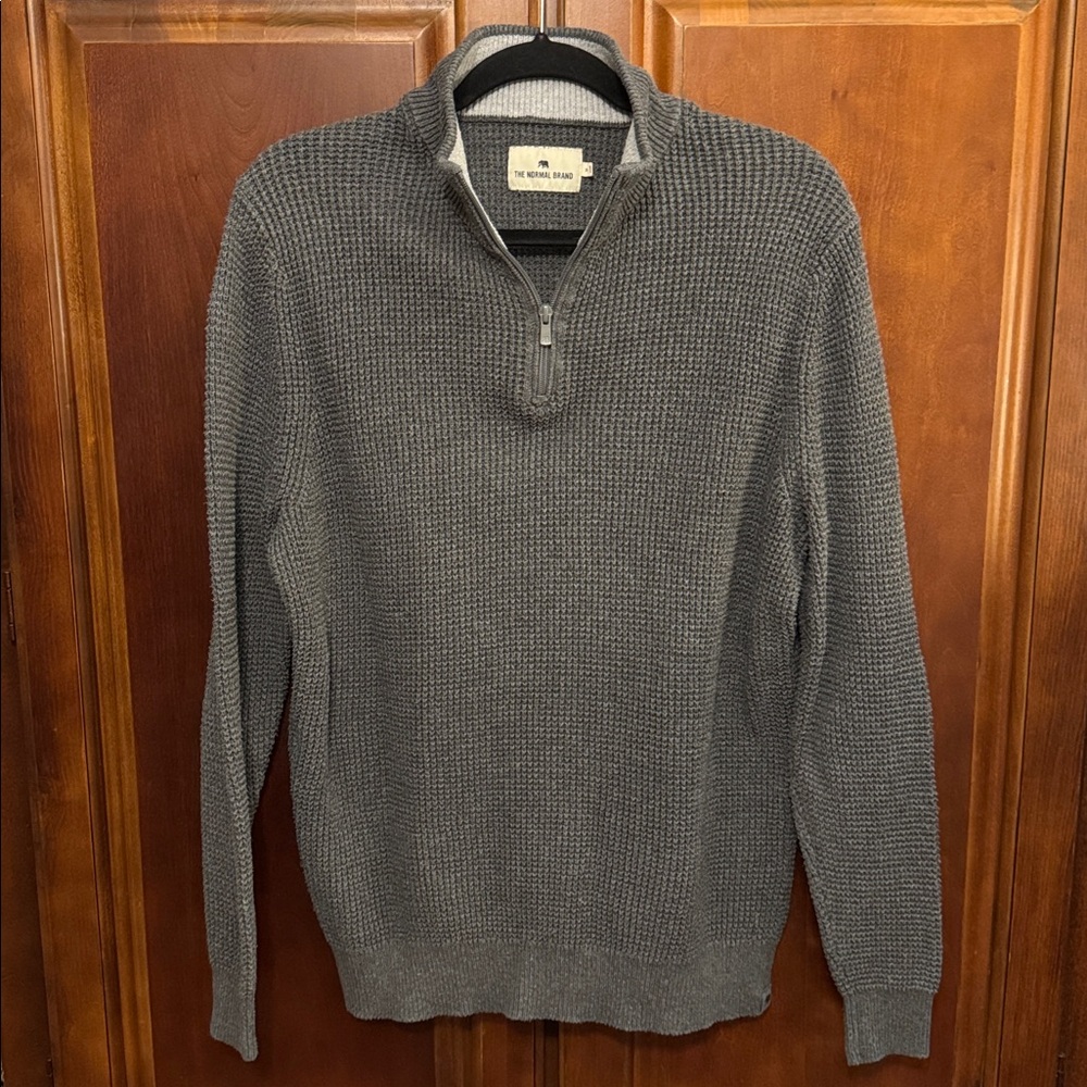 The Normal Brand Men's Gray Half-Zip Sweater